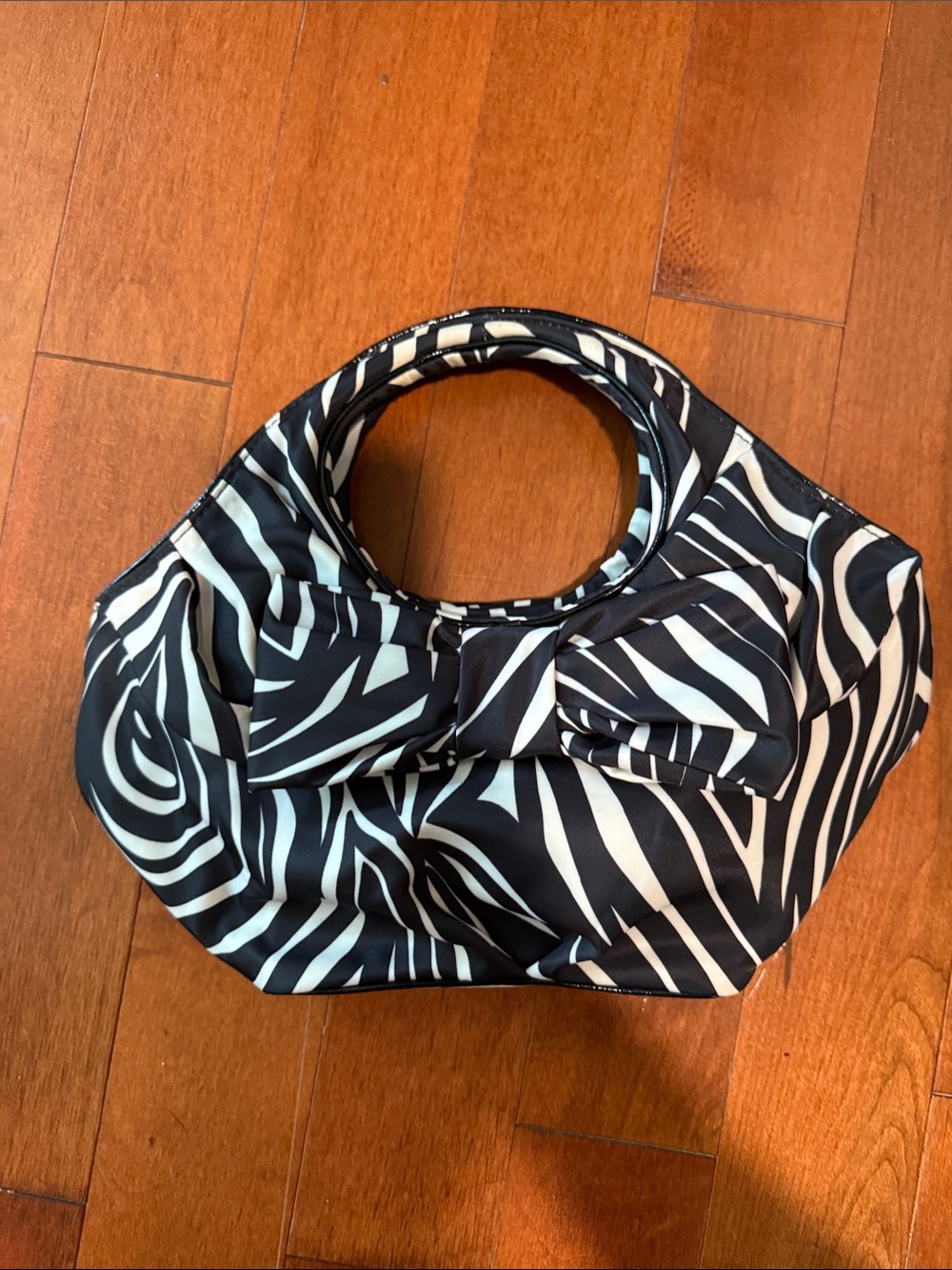 kate spade Black and White Zebra-Print Bow Shoulder Bag